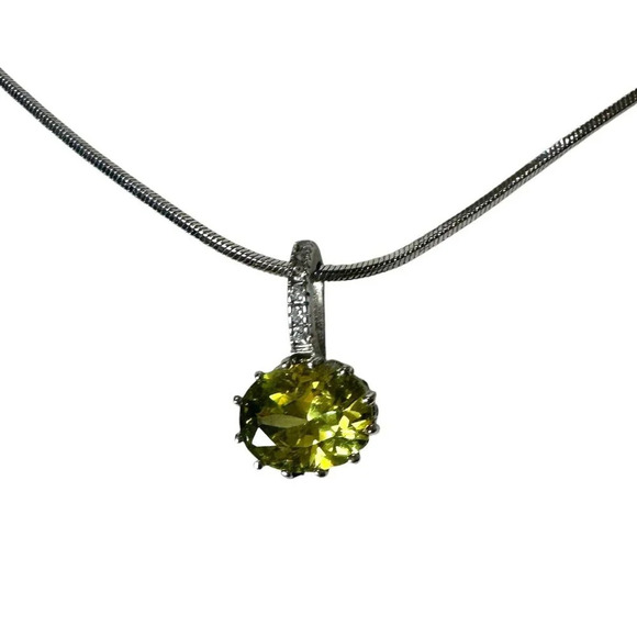 Jewelry - Cubic Zirconia / Faux Citrine Peridot Slide Pendant Serpentine Necklace Choker